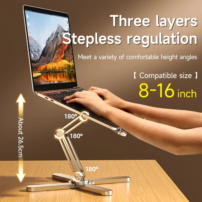 Hocozy - Foldable Laptop Stand - Portable Adjustable Ergonomic Design Desk Accessory Space Saver Lightweight Laptop Holder Heat Dissipation Travel-Friendly Computer Stand Desk Organizer