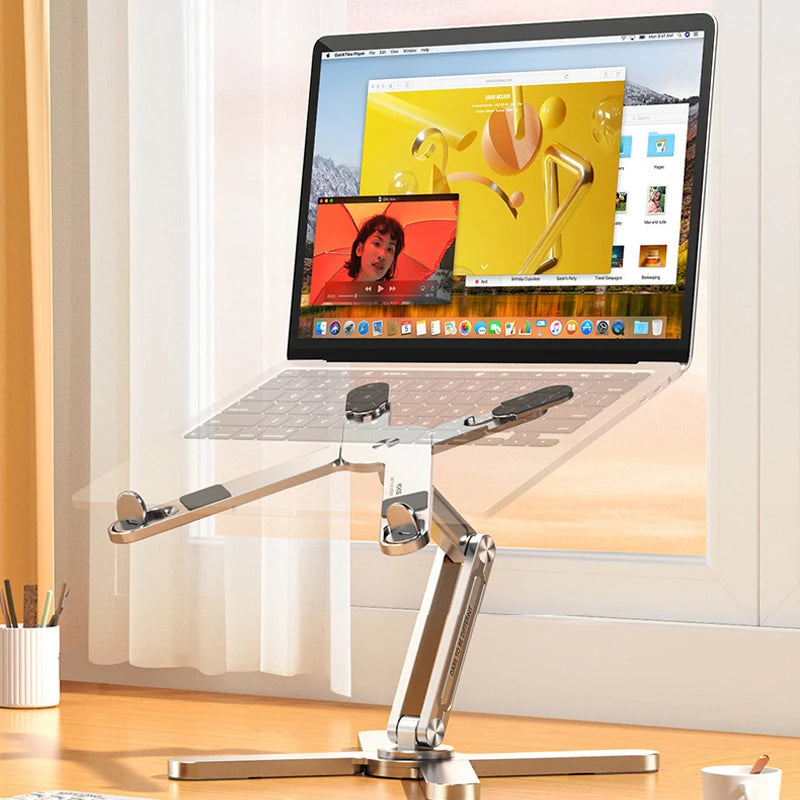 Hocozy - Foldable Laptop Stand - Portable Adjustable Ergonomic Design Desk Accessory Space Saver Lightweight Laptop Holder Heat Dissipation Travel-Friendly Computer Stand Desk Organizer