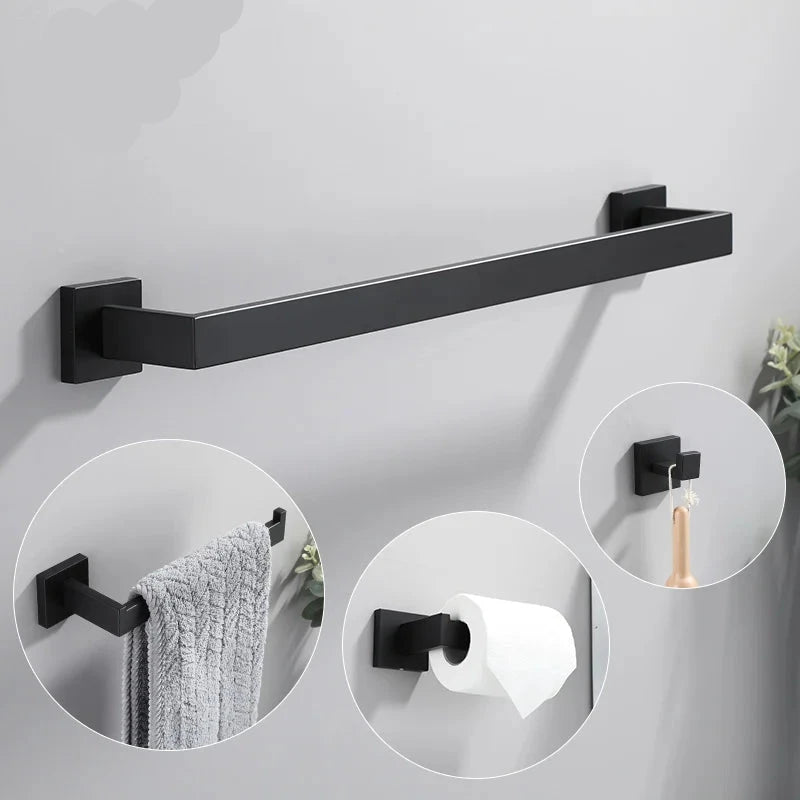 Hocozy - Matte Black Bathroom Hardware Set - bathroom toilet rack holder shelf hardware organizer accessories