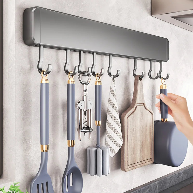Hocozy - Storage Rack with Movable Hooks - kitchen Storage organizer drawer dish rack drying cabinet pot pan holder