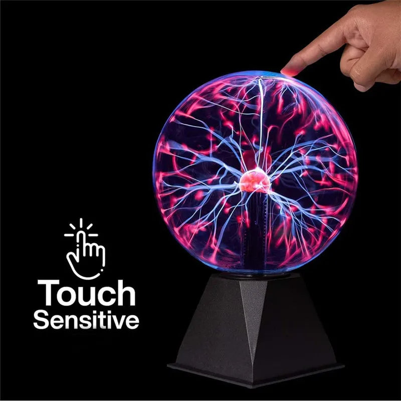 Hocozy - Magic Plasma Ball - Light Display Science Toy Interactive Decoration LED Plasma Globe Home Decor Educational Tool Electromagnetic Sphere Unique Gift Idea Desk Decor