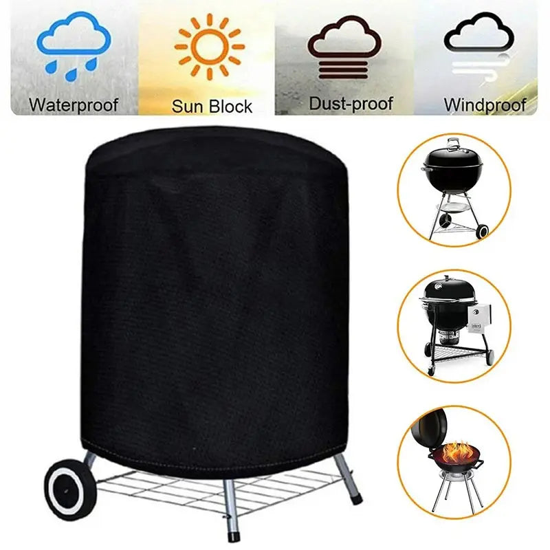 Hocozy - Round Black Outdoor Grill Cover - light accessoires lamp led modern sensor solar decor waterproof wireless wall