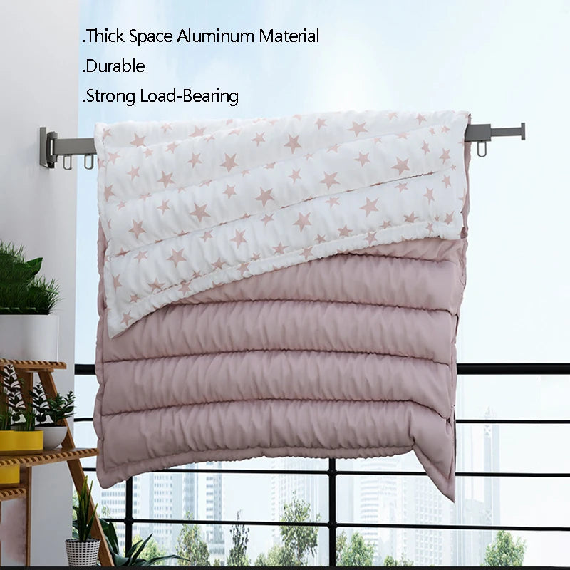Hocozy - Retractable Clothes Drying Rack - Space Saving Laundry Organizer Wall Mounted Drying Solution Indoor Outdoor Use Adjustable Drying Rack Foldable Design Home Essentials