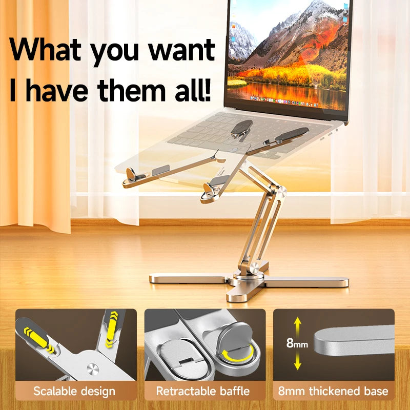 Hocozy - Foldable Laptop Stand - Portable Adjustable Ergonomic Design Desk Accessory Space Saver Lightweight Laptop Holder Heat Dissipation Travel-Friendly Computer Stand Desk Organizer