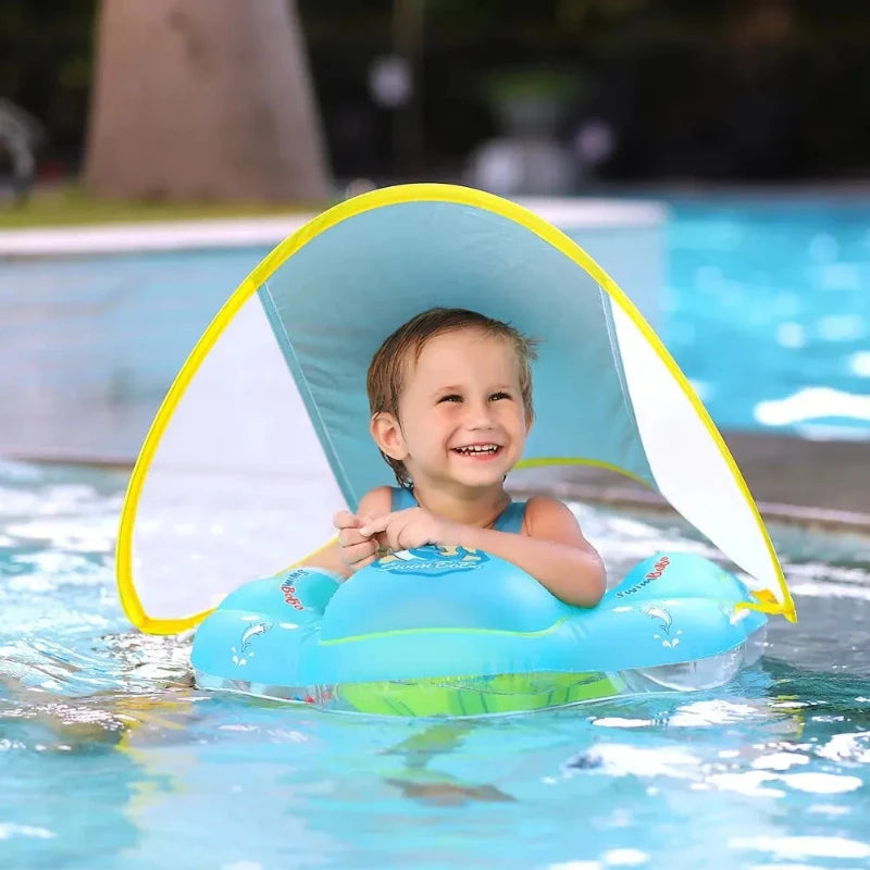 Hocozy - Baby Swimming Float with Sunshade - gun fun watering play swim enjoy pool kids toy float sunshade skin protect sun exposure