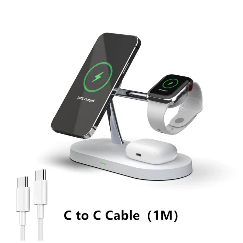 Hocozy - 3 in 1 Wireless Charger Stand for Apple - 3 in 1 Wireless Charger Stand for Apple Devices Fast Charging Station for iPhone AirPods Apple Watch Sleek Design Convenient Desk Organizer.