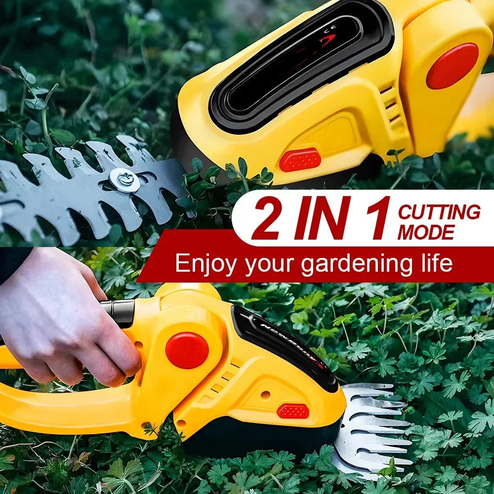 Hocozy - 2 IN 1 Cordless Electric Hedge Trimmer - Cordless Electric Hedge Trimmer Battery-Powered Gardening Tool Landscape Maintenance Easy to Use Lightweight Design Adjustable Blade Length Garden Tool Compact Size Efficient Cutting Performance