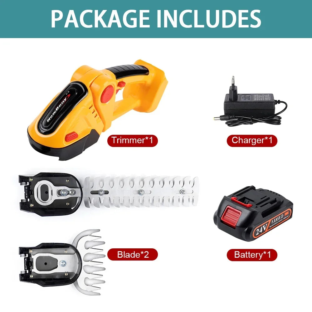 Hocozy - 2 IN 1 Cordless Electric Hedge Trimmer - Cordless Electric Hedge Trimmer Battery-Powered Gardening Tool Landscape Maintenance Easy to Use Lightweight Design Adjustable Blade Length Garden Tool Compact Size Efficient Cutting Performance