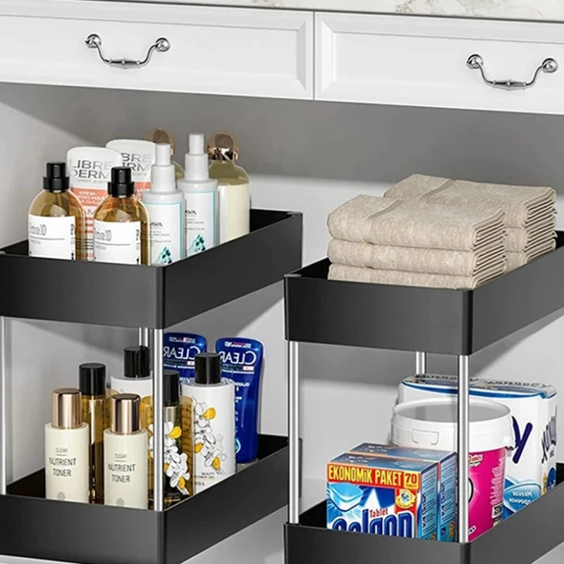 Hocozy - 2 Tier Under Sink Storage Organizer - kitchen Storage organizer drawer dish rack drying cabinet pot pan holder