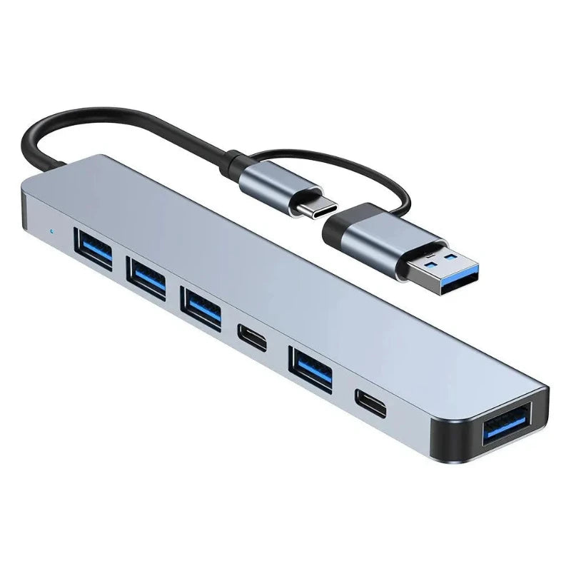 Hocozy - Multifunctional USB C Hub with Dual Head Design - Multifunctional USB C Hub with Dual Head Design for Laptops, MacBook, PC, HDMI, Ethernet, USB Ports, Fast Data Transfer, Compact Design.