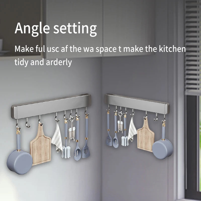 Hocozy - Storage Rack with Movable Hooks - kitchen Storage organizer drawer dish rack drying cabinet pot pan holder