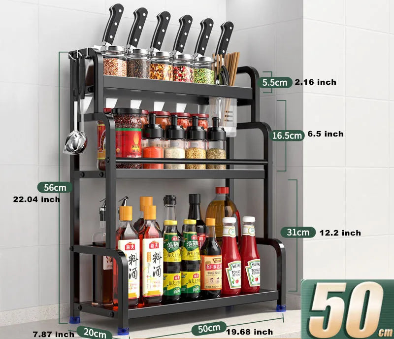 Hocozy - Kitchen Storage Shelf Spices, Jars and Knives - kitchen Storage organizer drawer dish rack drying cabinet pot pan holder