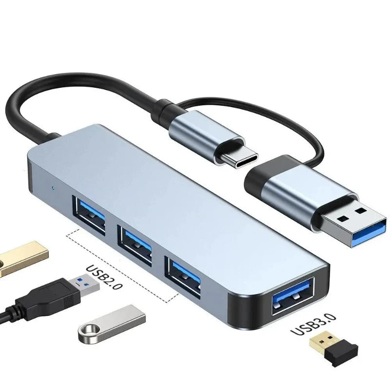 Hocozy - Multifunctional USB C Hub with Dual Head Design - Multifunctional USB C Hub with Dual Head Design for Laptops, MacBook, PC, HDMI, Ethernet, USB Ports, Fast Data Transfer, Compact Design.