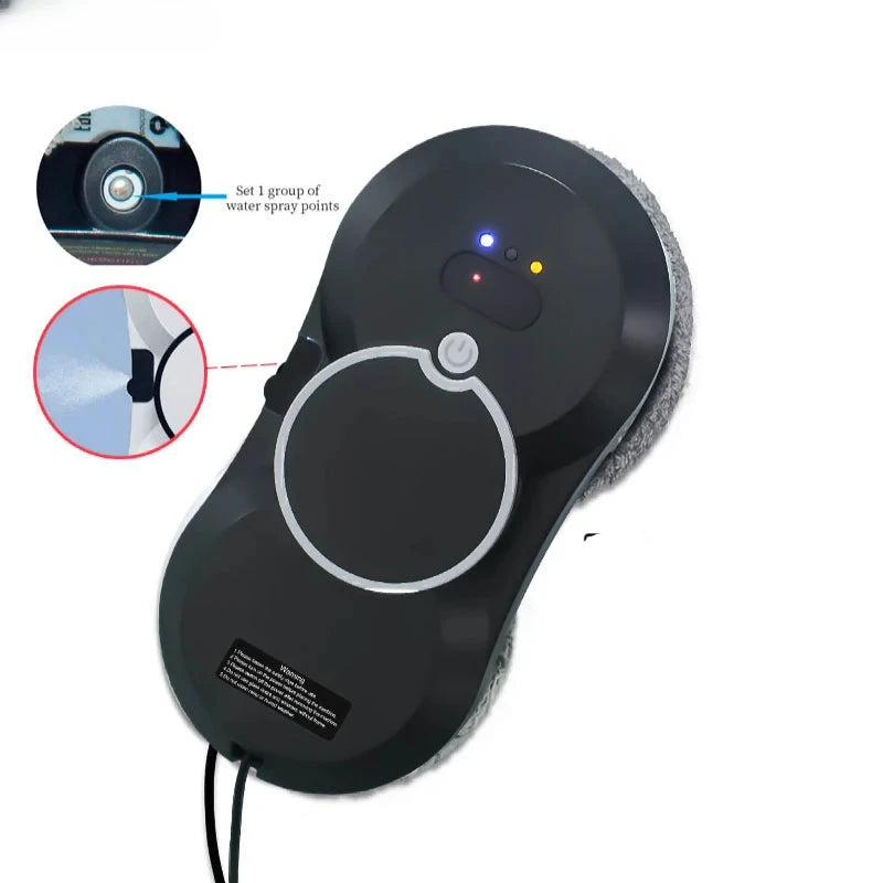 Hocozy - Robot Steam Brush Window Cleaner - Robot Window Vacuum Cleaner Automated Cleaning Device Smart Home Gadget Window Cleaning Robot Cordless Operation Indoor Outdoor Use Compact Design Effortless Cleaning High-Efficiency Glass Cleaner
