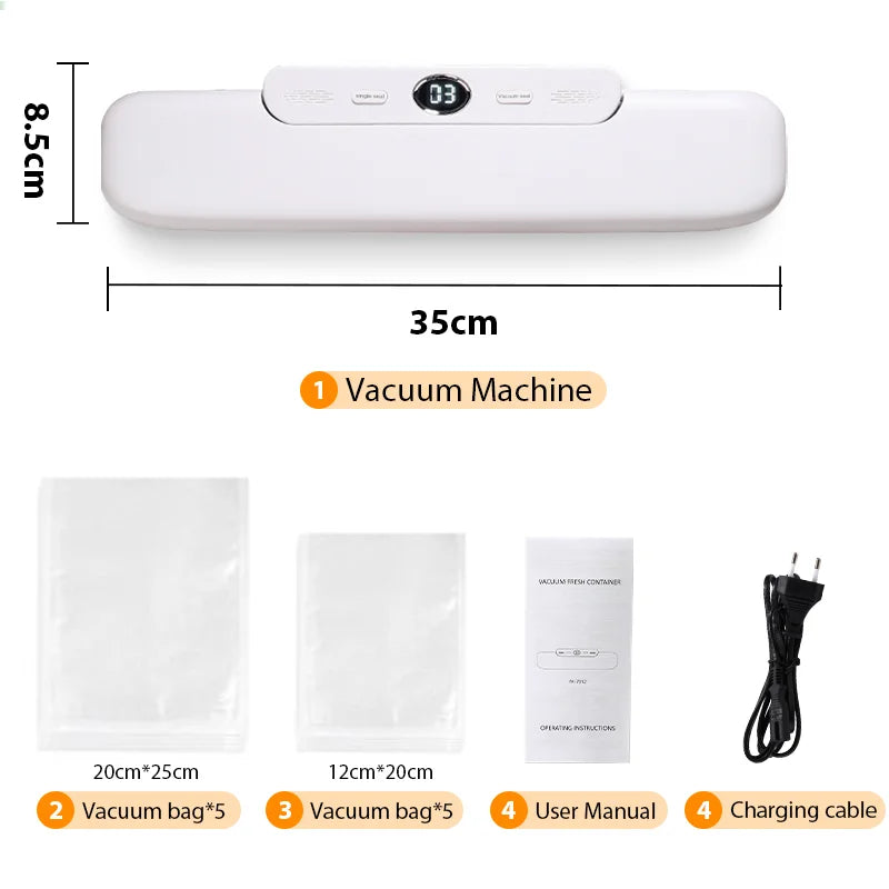 Hocozy - Vacuum Sealer Packaging Machine - Food Preservation Air Tight Sealing Kitchen Appliance Freshness Keeper Easy to Use Compact Design Countertop Appliance Meal Prep Saver