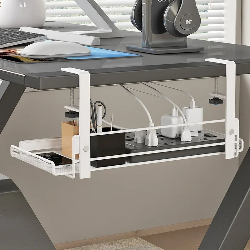 Hocozy - Under Desk Cable Management Tray - Wire Organizer Clutter-Free Solution Cable Storage Adjustable Tray Home Office Accessories Easy Installation Durable Design Tidy Workspace