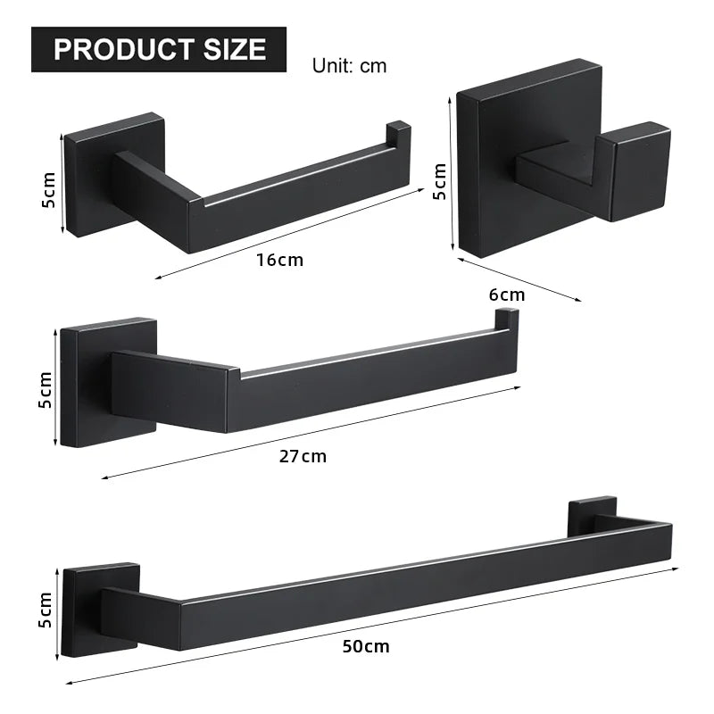 Hocozy - Matte Black Bathroom Hardware Set - bathroom toilet rack holder shelf hardware organizer accessories