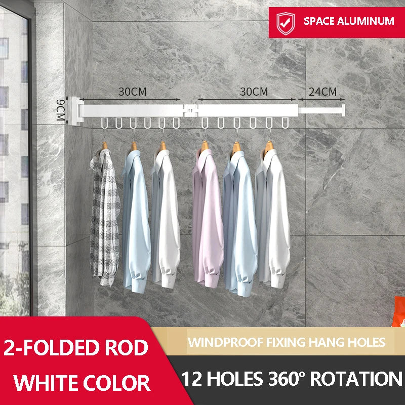 Hocozy - Retractable Clothes Drying Rack - Space Saving Laundry Organizer Wall Mounted Drying Solution Indoor Outdoor Use Adjustable Drying Rack Foldable Design Home Essentials
