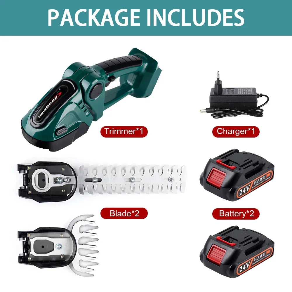 Hocozy - 2 IN 1 Cordless Electric Hedge Trimmer - Cordless Electric Hedge Trimmer Battery-Powered Gardening Tool Landscape Maintenance Easy to Use Lightweight Design Adjustable Blade Length Garden Tool Compact Size Efficient Cutting Performance