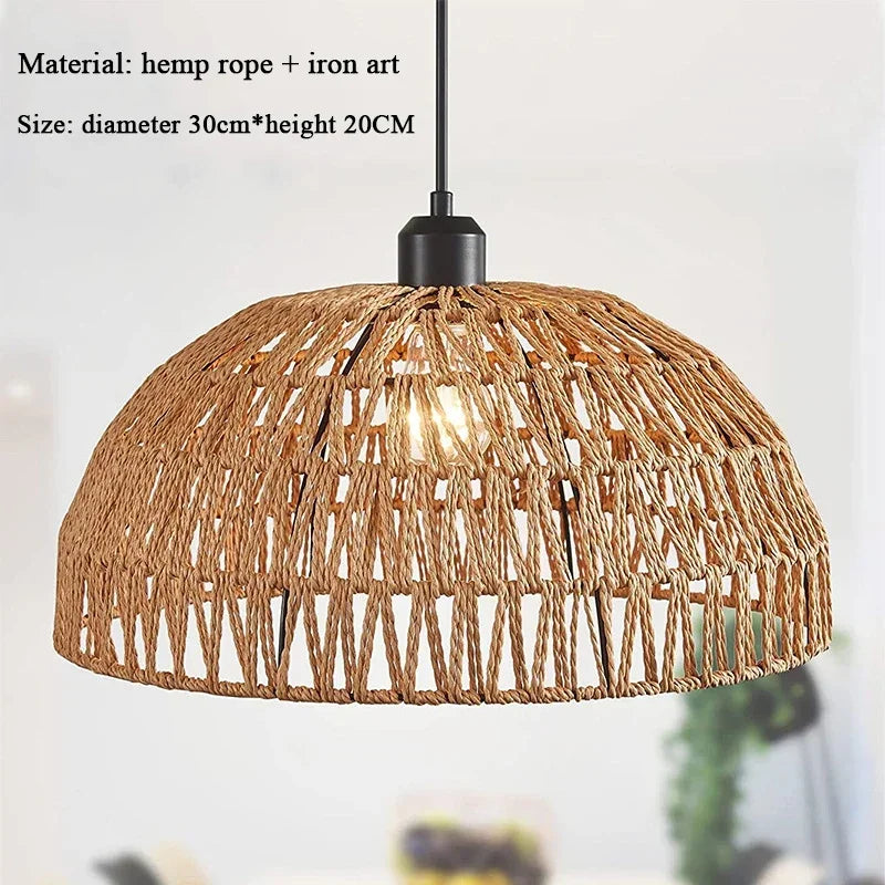 Hocozy - Japanese-style Hemp Rope Pendant Light - light accessoires lamp led modern sensor solar decor waterproof wireless wall