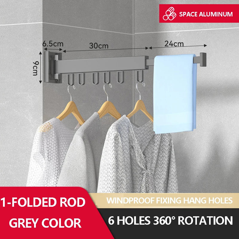 Hocozy - Retractable Clothes Drying Rack - Space Saving Laundry Organizer Wall Mounted Drying Solution Indoor Outdoor Use Adjustable Drying Rack Foldable Design Home Essentials