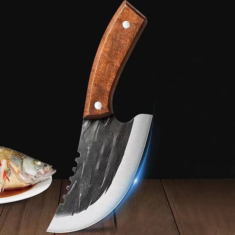 Hocozy - Forged Meat Cleaver Knife - Knife Heavy-Duty Kitchen Tool Professional Chef Knife Sharp Blade Durable Design Meat Cutting Knife Ergonomic Handle Kitchen Accessories High-Quality Stainless Steel