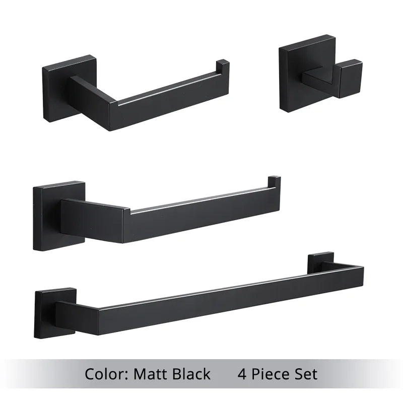 Hocozy - Matte Black Bathroom Hardware Set - bathroom toilet rack holder shelf hardware organizer accessories