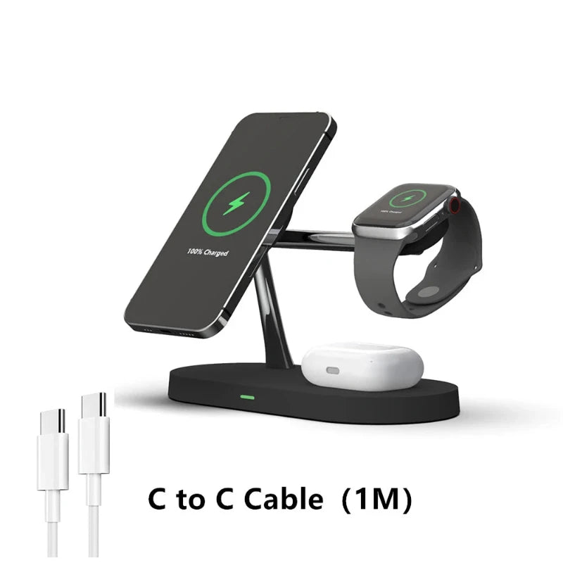 Hocozy - 3 in 1 Wireless Charger Stand for Apple - 3 in 1 Wireless Charger Stand for Apple Devices Fast Charging Station for iPhone AirPods Apple Watch Sleek Design Convenient Desk Organizer.