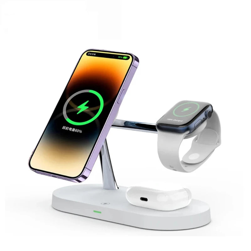 Hocozy - 3 in 1 Wireless Charger Stand for Apple - 3 in 1 Wireless Charger Stand for Apple Devices Fast Charging Station for iPhone AirPods Apple Watch Sleek Design Convenient Desk Organizer.