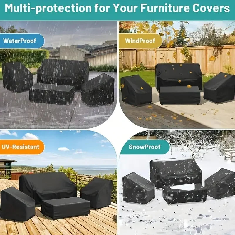 Hocozy - 4-Pack Patio Furniture Covers - 4-Pack Patio Furniture Covers Weather-Resistant Protection Outdoor Furniture Shield Durable Material UV Protection Waterproof Covers Easy to Clean Universal Fit Garden Furniture Accessories