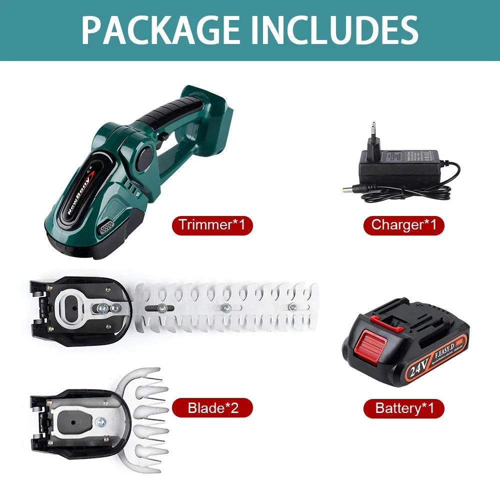 Hocozy - 2 IN 1 Cordless Electric Hedge Trimmer - Cordless Electric Hedge Trimmer Battery-Powered Gardening Tool Landscape Maintenance Easy to Use Lightweight Design Adjustable Blade Length Garden Tool Compact Size Efficient Cutting Performance