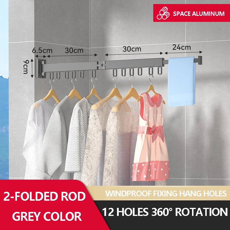 Hocozy - Retractable Clothes Drying Rack - Space Saving Laundry Organizer Wall Mounted Drying Solution Indoor Outdoor Use Adjustable Drying Rack Foldable Design Home Essentials