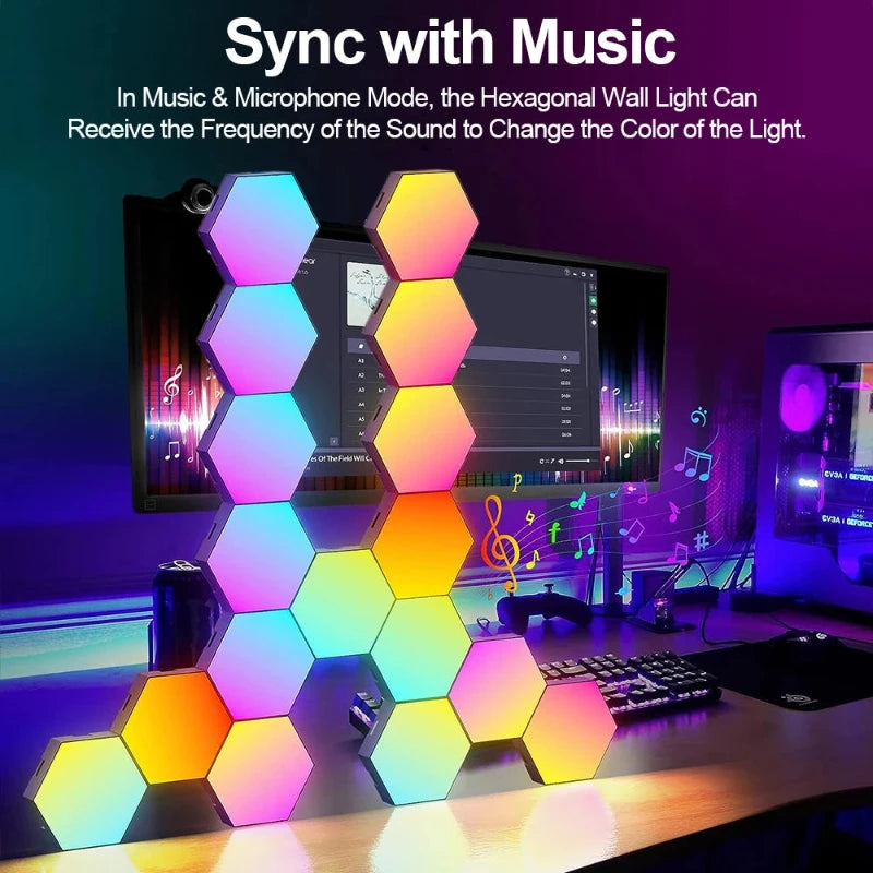 Hocozy - Hexagon wall panels light - light accessoires lamp led modern sensor solar decor waterproof wireless wall
