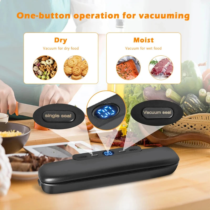 Hocozy - Vacuum Sealer Packaging Machine - Food Preservation Air Tight Sealing Kitchen Appliance Freshness Keeper Easy to Use Compact Design Countertop Appliance Meal Prep Saver