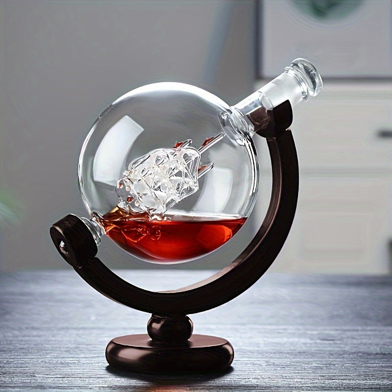 Hocozy - Creative Globe Decanter Set with 2 Whiskey Glasses - Creative Globe Decanter Set Whiskey Glasses Barware Unique Gift Home Bar Decor Whiskey Decanter Set Premium Quality Crystal Glasses Decorative Drinkware Elegant Design Gift for Him